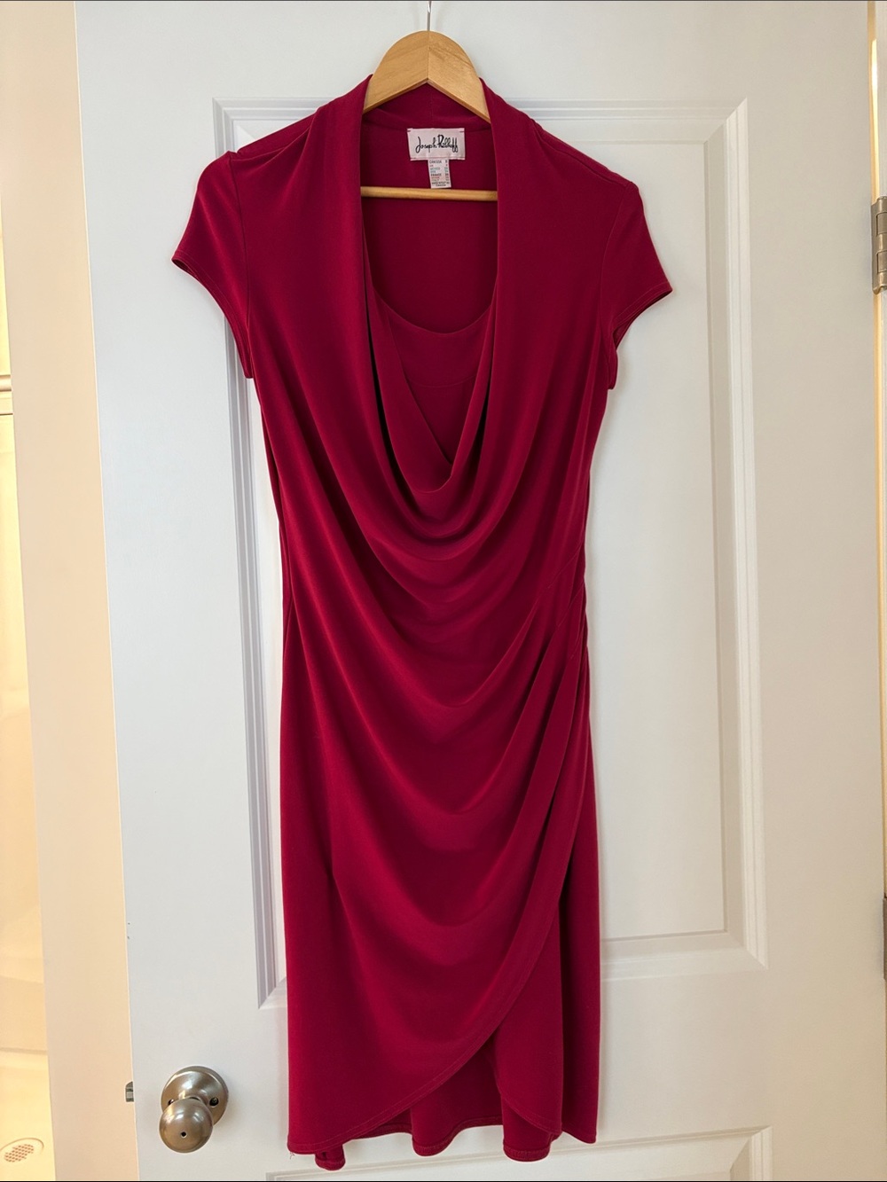 Joseph Ribkoff Deep Raspberry Draped Midi Dress